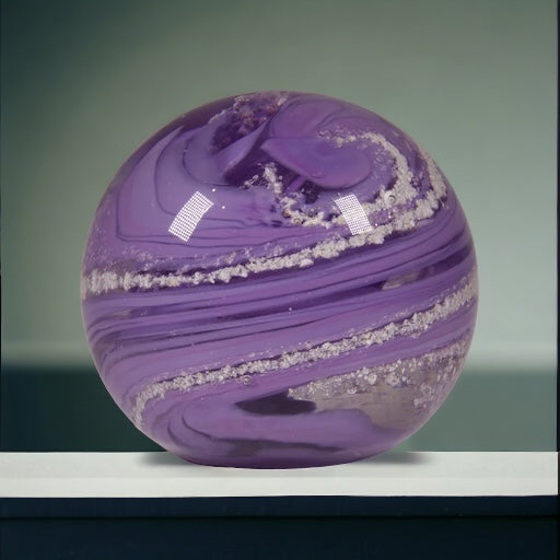 Round crystal Glass paperweight from cremation ashes