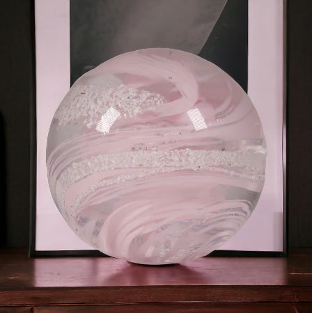 Round crystal Glass paperweight from cremation ashes
