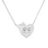Heart and Bow Pawprint Memorial Necklace with Fine Crystal - Engraved