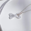 Dog Bone Pawprint Memorial Necklace with Fine Crystals - Engraved